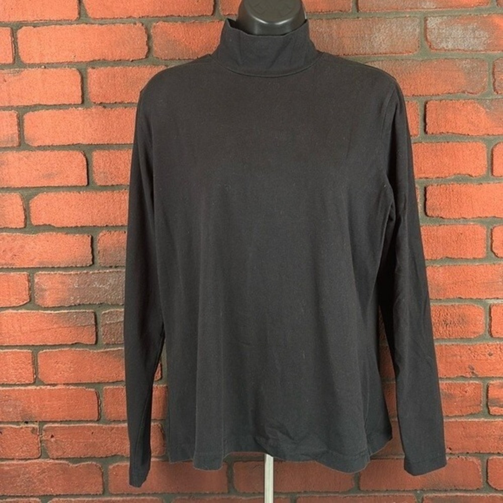 Woolrich Shirt Womens Large Petite Black Turtleneck